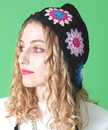 ankoROCK（アンコロック）の「an meets zakka クロシェニットフラワーバブーシュカ / 三角巾 花柄 編み ヘッドドレス（その他ヘアアクセサリー）」