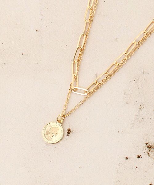 le.coeur blanc（ルクールブラン）の「【飯豊まりえさん着用】2連チェーンコインネックレス（ネックレス・レディース・ゴールド・FREE）」の4枚目の写真