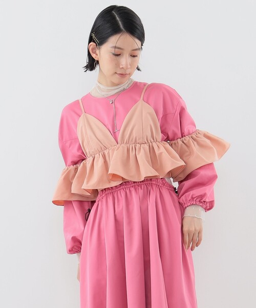 CAROLINA GLASER（カロリナ グレイサー）の「オフショルダー ビスチェ（キャミソール・レディース・ピンク/ブラック・ONE SIZE）」の17枚目の写真