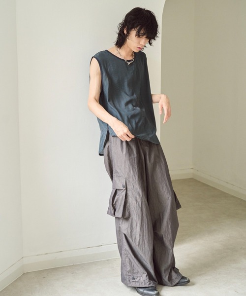 CAMPHOR WOOD(カンファーウッド)の「sleeve less semi-sheer tops / セミシアースリーブレスタンクトップ(タンクトップ・メンズ・ネイビー/アッシュグレー・SMALL/LARGE/MEDIUM)」の11枚目の写真
