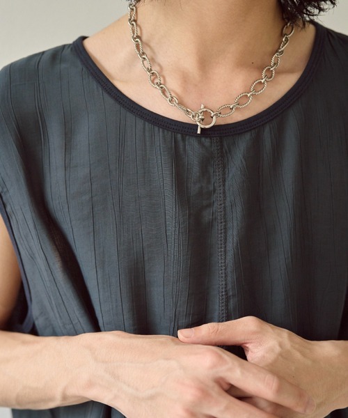 CAMPHOR WOOD(カンファーウッド)の「sleeve less semi-sheer tops / セミシアースリーブレスタンクトップ(タンクトップ・メンズ・ネイビー/アッシュグレー・SMALL/LARGE/MEDIUM)」の15枚目の写真