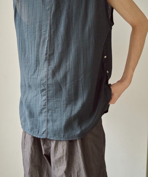 CAMPHOR WOOD(カンファーウッド)の「sleeve less semi-sheer tops / セミシアースリーブレスタンクトップ(タンクトップ・メンズ・ネイビー/アッシュグレー・SMALL/LARGE/MEDIUM)」の17枚目の写真