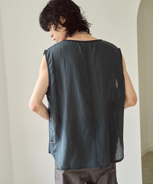 CAMPHOR WOOD(カンファーウッド)の「sleeve less semi-sheer tops / セミシアースリーブレスタンクトップ(タンクトップ・メンズ・ネイビー/アッシュグレー・SMALL/LARGE/MEDIUM)」の18枚目の写真