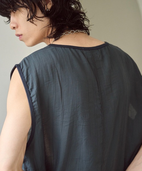 CAMPHOR WOOD(カンファーウッド)の「sleeve less semi-sheer tops / セミシアースリーブレスタンクトップ(タンクトップ・メンズ・ネイビー/アッシュグレー・SMALL/LARGE/MEDIUM)」の19枚目の写真