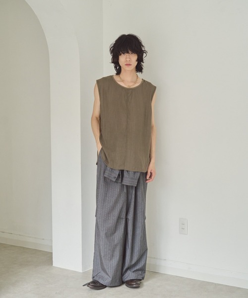 セール】sleeve less semi-sheer tops / セミシアースリーブレス