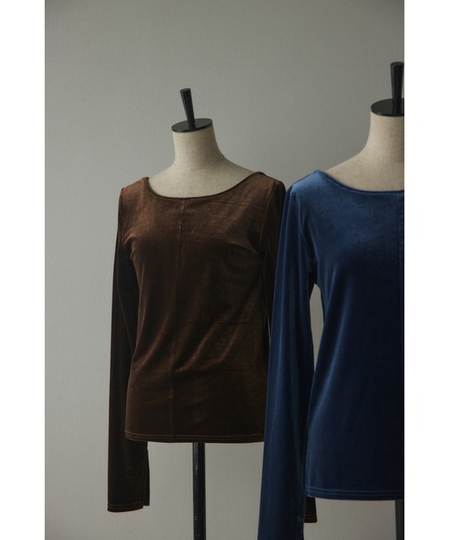 BLACK BY MOUSSY（ブラックバイマウジー）の「2way velour tops（2ウェイベロアトップス)（Tシャツ/カットソー・レディース・ブルー/オレンジ/ブラウン・FREE）」の2枚目の写真