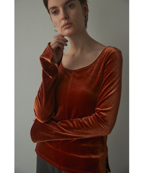 BLACK BY MOUSSY（ブラックバイマウジー）の「2way velour tops（2ウェイベロアトップス)（Tシャツ/カットソー・レディース・ブルー/オレンジ/ブラウン・FREE）」の3枚目の写真