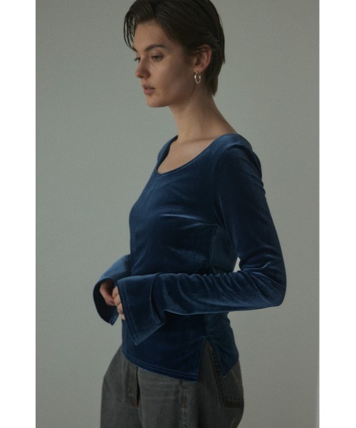 BLACK BY MOUSSY（ブラックバイマウジー）の「2way velour tops（2ウェイベロアトップス)（Tシャツ/カットソー・レディース・ブルー/オレンジ/ブラウン・FREE）」の5枚目の写真