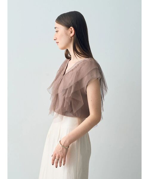 YECCA VECCA - チュールラッフルノースリーブカーディガン YECCA VECCA カーディガン チュールラッフルノースリーブ