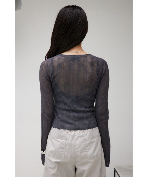 AZUL by moussy（アズールバイマウジー）の「シアーニットカーディガンキャミセット（カーディガン/ボレロ・レディース・パープル/オレンジ/チャコールグレー・FREE）」の21枚目の写真