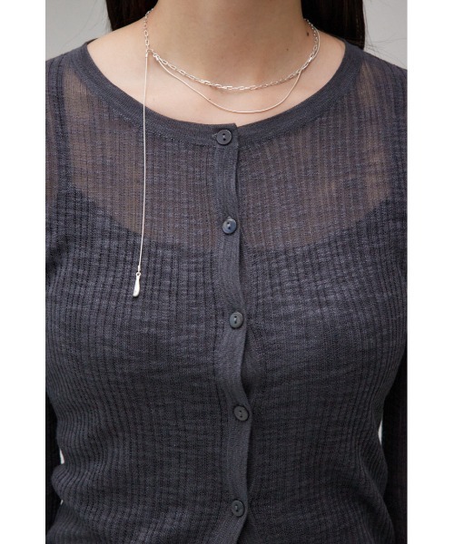 AZUL by moussy（アズールバイマウジー）の「シアーニットカーディガンキャミセット（カーディガン/ボレロ・レディース・パープル/オレンジ/チャコールグレー・FREE）」の20枚目の写真