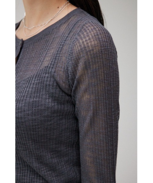 AZUL by moussy（アズールバイマウジー）の「シアーニットカーディガンキャミセット（カーディガン/ボレロ・レディース・パープル/オレンジ/チャコールグレー・FREE）」の19枚目の写真