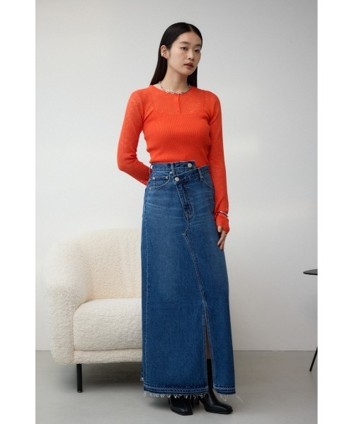 AZUL by moussy（アズールバイマウジー）の「シアーニットカーディガンキャミセット（カーディガン/ボレロ・レディース・パープル/オレンジ/チャコールグレー・FREE）」の15枚目の写真