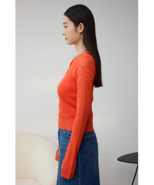 AZUL by moussy（アズールバイマウジー）の「シアーニットカーディガンキャミセット（カーディガン/ボレロ・レディース・パープル/オレンジ/チャコールグレー・FREE）」の13枚目の写真