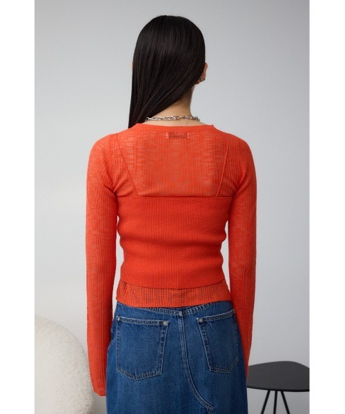 AZUL by moussy（アズールバイマウジー）の「シアーニットカーディガンキャミセット（カーディガン/ボレロ・レディース・パープル/オレンジ/チャコールグレー・FREE）」の12枚目の写真