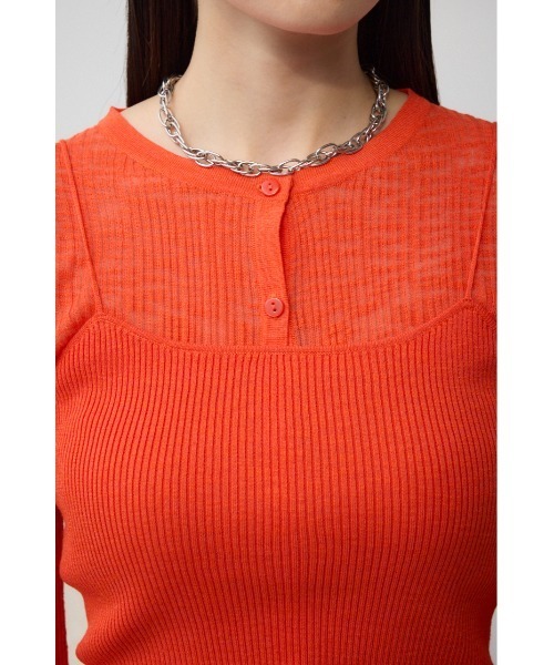 AZUL by moussy（アズールバイマウジー）の「シアーニットカーディガンキャミセット（カーディガン/ボレロ・レディース・パープル/オレンジ/チャコールグレー・FREE）」の11枚目の写真