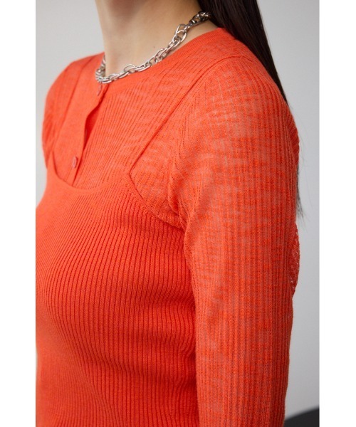 AZUL by moussy（アズールバイマウジー）の「シアーニットカーディガンキャミセット（カーディガン/ボレロ・レディース・パープル/オレンジ/チャコールグレー・FREE）」の10枚目の写真