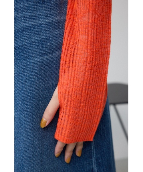 AZUL by moussy（アズールバイマウジー）の「シアーニットカーディガンキャミセット（カーディガン/ボレロ・レディース・パープル/オレンジ/チャコールグレー・FREE）」の9枚目の写真