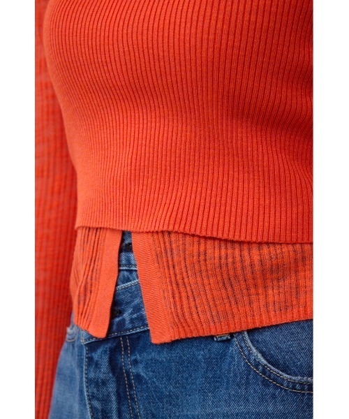 AZUL by moussy（アズールバイマウジー）の「シアーニットカーディガンキャミセット（カーディガン/ボレロ・レディース・パープル/オレンジ/チャコールグレー・FREE）」の8枚目の写真