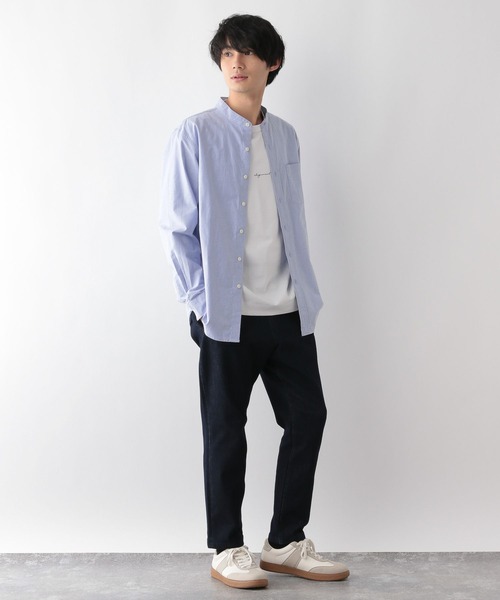 GLOBAL WORK（グローバルワーク）の「イージーケアオックス/バンドカラーシャツ/116334（シャツ/ブラウス・メンズ・サックスブルー系/オフホワイト/ライトグレー/ネイビー系5・MEDIUM/SMALL/X-LARGE/LARGE）」の18枚目の写真