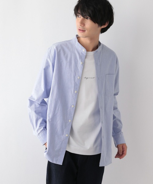 GLOBAL WORK（グローバルワーク）の「イージーケアオックス/バンドカラーシャツ/116334（シャツ/ブラウス・メンズ・サックスブルー系/オフホワイト/ライトグレー/ネイビー系5・MEDIUM/SMALL/X-LARGE/LARGE）」の19枚目の写真