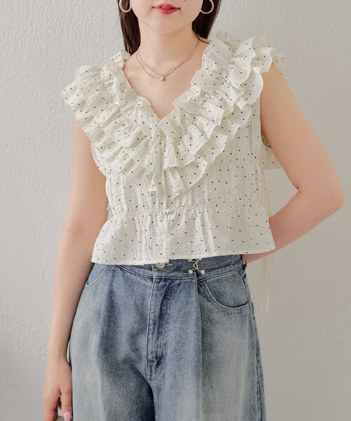 Chico（チコ）の「【セットアップ対応】フリル2wayブラウス（シャツ/ブラウス・レディース・ブラック/ベージュ/ホワイト系その他2・FREE）」の9枚目の写真