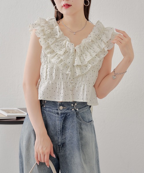 Chico（チコ）の「【セットアップ対応】フリル2wayブラウス（シャツ/ブラウス・レディース・ブラック/ベージュ/ホワイト系その他2・FREE）」の2枚目の写真