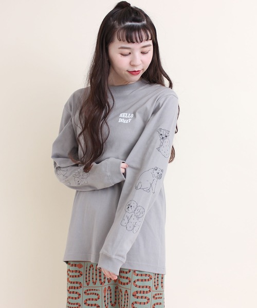 didizizi（ディディジジ）の「振り向きワンコ　ロンT（Tシャツ/カットソー・レディース・グレー/ベージュ・FREE）」の16枚目の写真