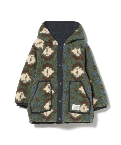 BEAMS mini(ビームスミニ)の「リバーシブル 総柄 ボア フード コート 2024FW(90~150cm)(その他アウター・キッズ・グリーン系その他4/ホワイト系その他5・130/140/90/100/110/120/150)」の1枚目の写真