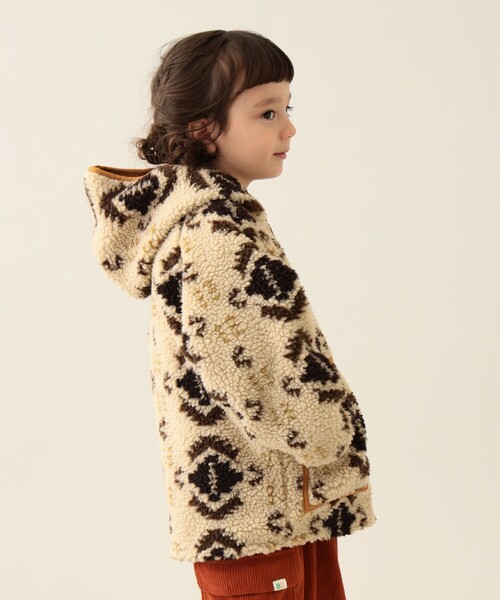 BEAMS mini(ビームスミニ)の「リバーシブル 総柄 ボア フード コート 2024FW(90~150cm)(その他アウター・キッズ・グリーン系その他4/ホワイト系その他5・130/140/90/100/110/120/150)」の5枚目の写真