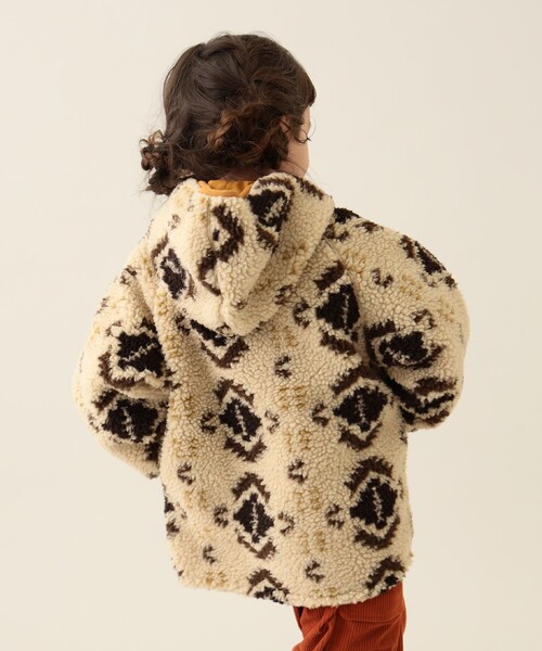 BEAMS mini(ビームスミニ)の「リバーシブル 総柄 ボア フード コート 2024FW(90~150cm)(その他アウター・キッズ・グリーン系その他4/ホワイト系その他5・130/140/90/100/110/120/150)」の6枚目の写真