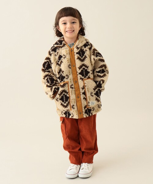BEAMS mini(ビームスミニ)の「リバーシブル 総柄 ボア フード コート 2024FW(90~150cm)(その他アウター・キッズ・グリーン系その他4/ホワイト系その他5・130/140/90/100/110/120/150)」の7枚目の写真