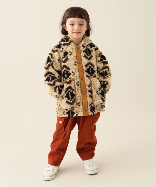 BEAMS mini(ビームスミニ)の「リバーシブル 総柄 ボア フード コート 2024FW(90~150cm)(その他アウター・キッズ・グリーン系その他4/ホワイト系その他5・130/140/90/100/110/120/150)」の8枚目の写真