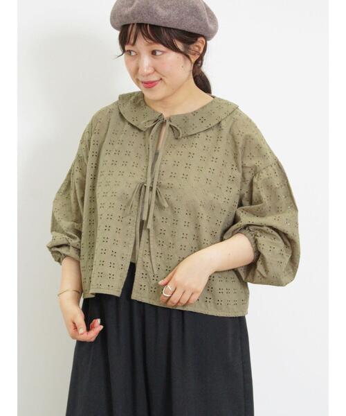 Samansa Mos2（サマンサ モスモス）の「オーバーレース刺繍ブラウス（シャツ/ブラウス・レディース・オレンジ/キナリ/カーキ/ブラック・F）」の17枚目の写真