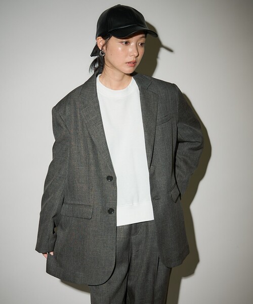 FREAK'S STORE（フリークスストア）の「ウーリータッチ テーラードジャケット/パワーショルダー（テーラードジャケット・レディース・ライトグレー/ブラウン/ネイビー・ﾌﾘ-）」の2枚目の写真