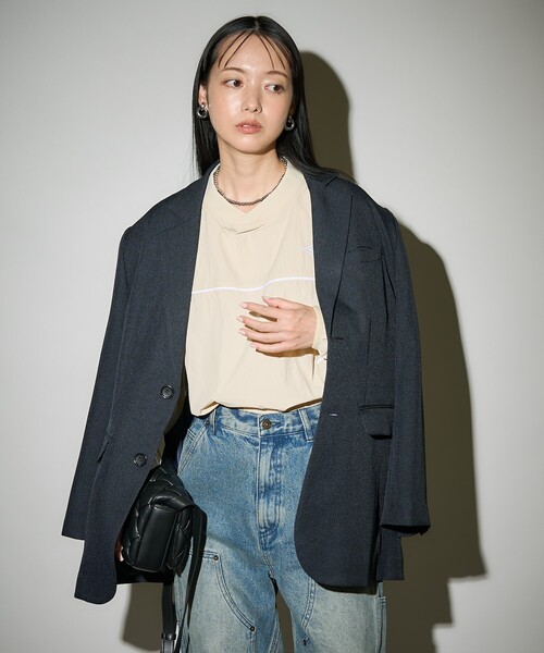 セール】ウーリータッチ テーラードジャケット/パワーショルダー