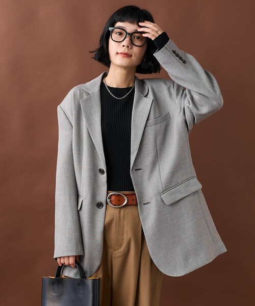 セール】ウーリータッチ テーラードジャケット/パワーショルダー