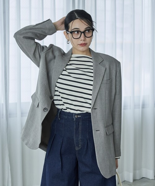 セール】ウーリータッチ テーラードジャケット/パワーショルダー