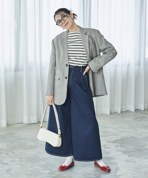 FREAK'S STORE（フリークスストア）の「ウーリータッチ テーラードジャケット/パワーショルダー（テーラードジャケット・レディース・ライトグレー/ブラウン/ネイビー・ﾌﾘ-）」の7枚目の写真