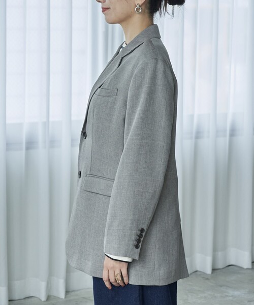 FREAK'S STORE（フリークスストア）の「ウーリータッチ テーラードジャケット/パワーショルダー（テーラードジャケット・レディース・ライトグレー/ブラウン/ネイビー・ﾌﾘ-）」の14枚目の写真