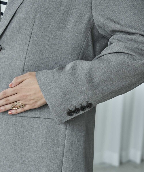 FREAK'S STORE（フリークスストア）の「ウーリータッチ テーラードジャケット/パワーショルダー（テーラードジャケット・レディース・ライトグレー/ブラウン/ネイビー・ﾌﾘ-）」の18枚目の写真