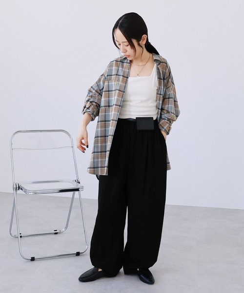 reca(レカ)の「チェックBIGシャツ(シャツ/ブラウス・レディース・アイボリー/ブラック/ライトベージュ/ブラウン/ボルドー/ラベンダー/ライトブルー・FREE)」の9枚目の写真