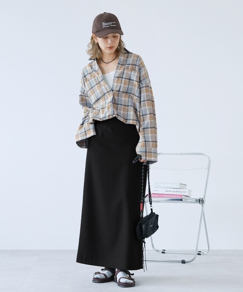 reca(レカ)の「チェックBIGシャツ(シャツ/ブラウス・レディース・アイボリー/ブラック/ライトベージュ/ブラウン/ボルドー/ラベンダー/ライトブルー・FREE)」の17枚目の写真