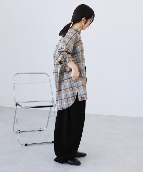 reca(レカ)の「チェックBIGシャツ(シャツ/ブラウス・レディース・アイボリー/ブラック/ライトベージュ/ブラウン/ボルドー/ラベンダー/ライトブルー・FREE)」の21枚目の写真