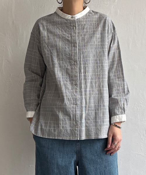 LBC（エルビーシー）の「クレリックパイピングシャツ（シャツ/ブラウス・レディース・ネイビー/グレー/グリーン・M/L）」の2枚目の写真