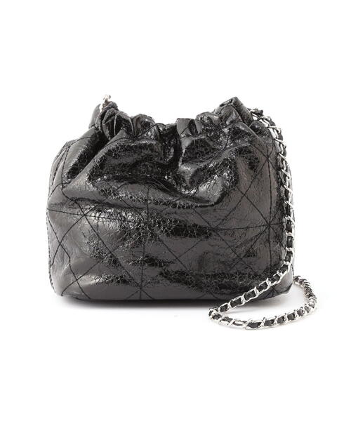 EDIT COLOGNE（エディットコロン）の「メタリック巾着（ショルダーバッグ・レディース・シルバー/ブラック・ﾌﾘ-）」の3枚目の写真