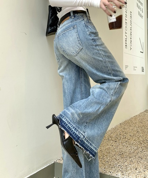 REMUR(レミュール)の「ワイドデニムパンツ(デニムパンツ・レディース・ブルー・S/M/L)」の6枚目の写真