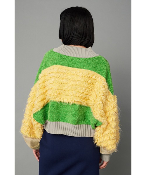 HeRIN.CYE（ヘリンドットサイ）の「Mix knit short tops　　ミックスニットショートトップス（ニット/セーター・レディース・ライトベージュ/グリーン系その他/ライトグレー・FREE）」の5枚目の写真