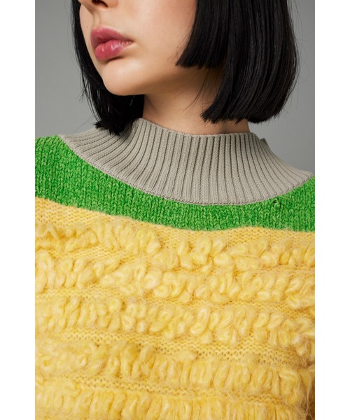 HeRIN.CYE（ヘリンドットサイ）の「Mix knit short tops　　ミックスニットショートトップス（ニット/セーター・レディース・ライトベージュ/グリーン系その他/ライトグレー・FREE）」の7枚目の写真