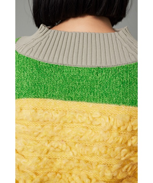 HeRIN.CYE（ヘリンドットサイ）の「Mix knit short tops　　ミックスニットショートトップス（ニット/セーター・レディース・ライトベージュ/グリーン系その他/ライトグレー・FREE）」の8枚目の写真